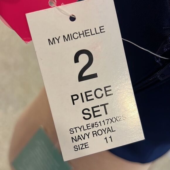 NWT My Michelle 2-Piece Halter Mermaid Blue Floral Formal Prom Dress - Size 11 - Picture 12 of 16